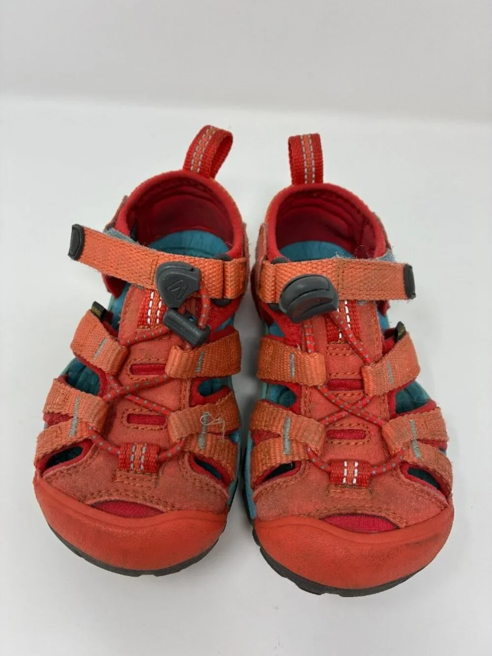 KEEN Kids Sandals Size 8 Orange Teal Closed Toe Water Hiking Sport Shoes